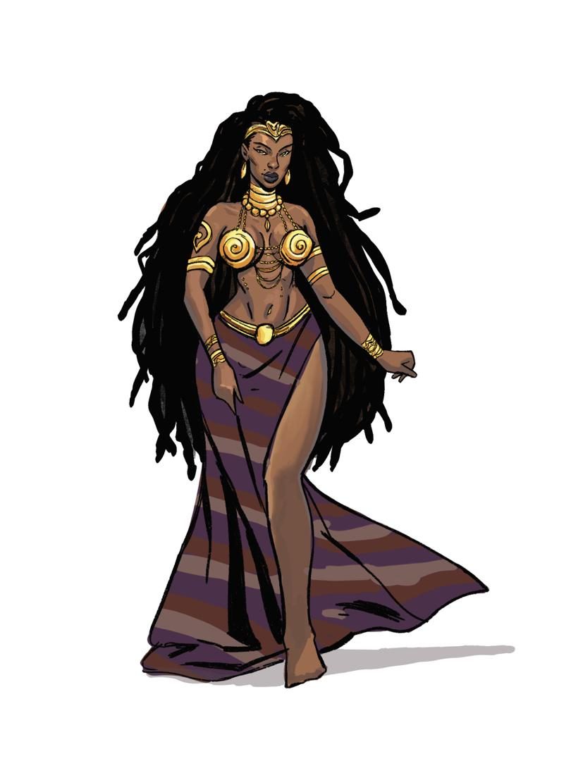 Kabibi with her long locks and gold ornaments