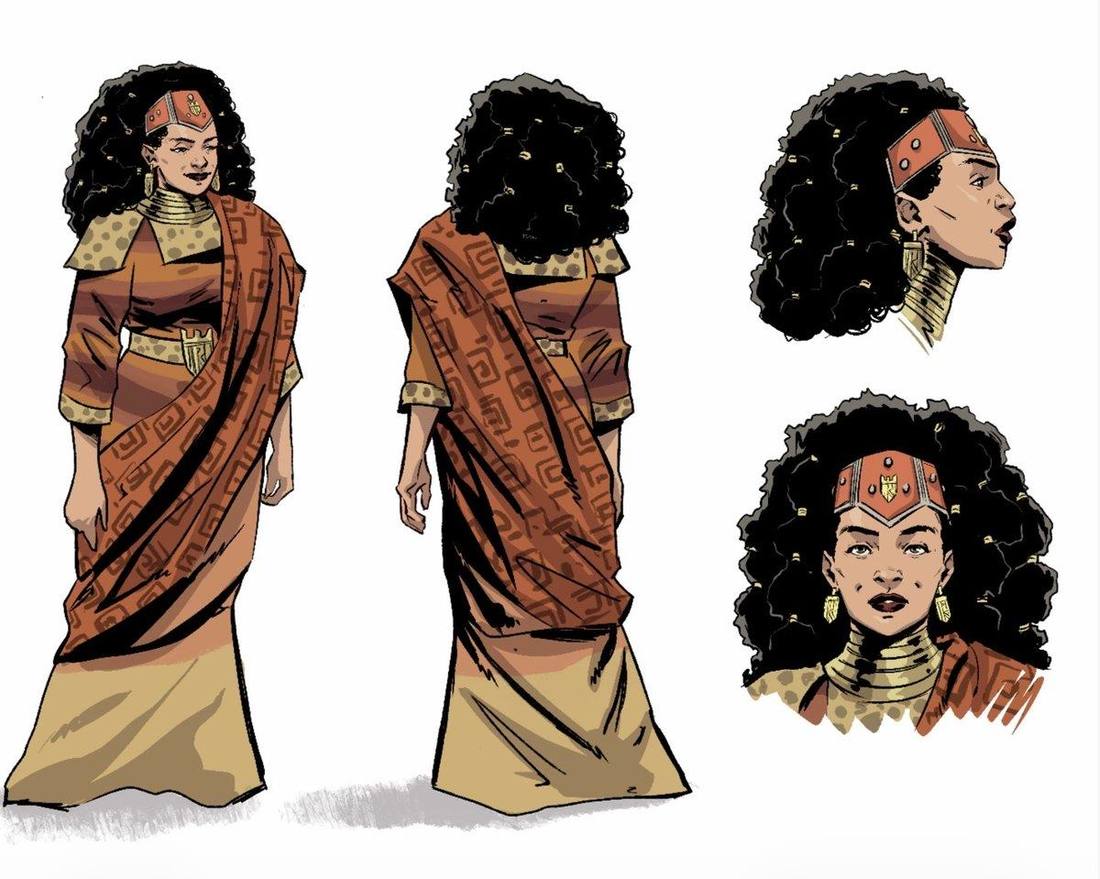 Kimoya in royal Kongo dress: character design by ISOLELE