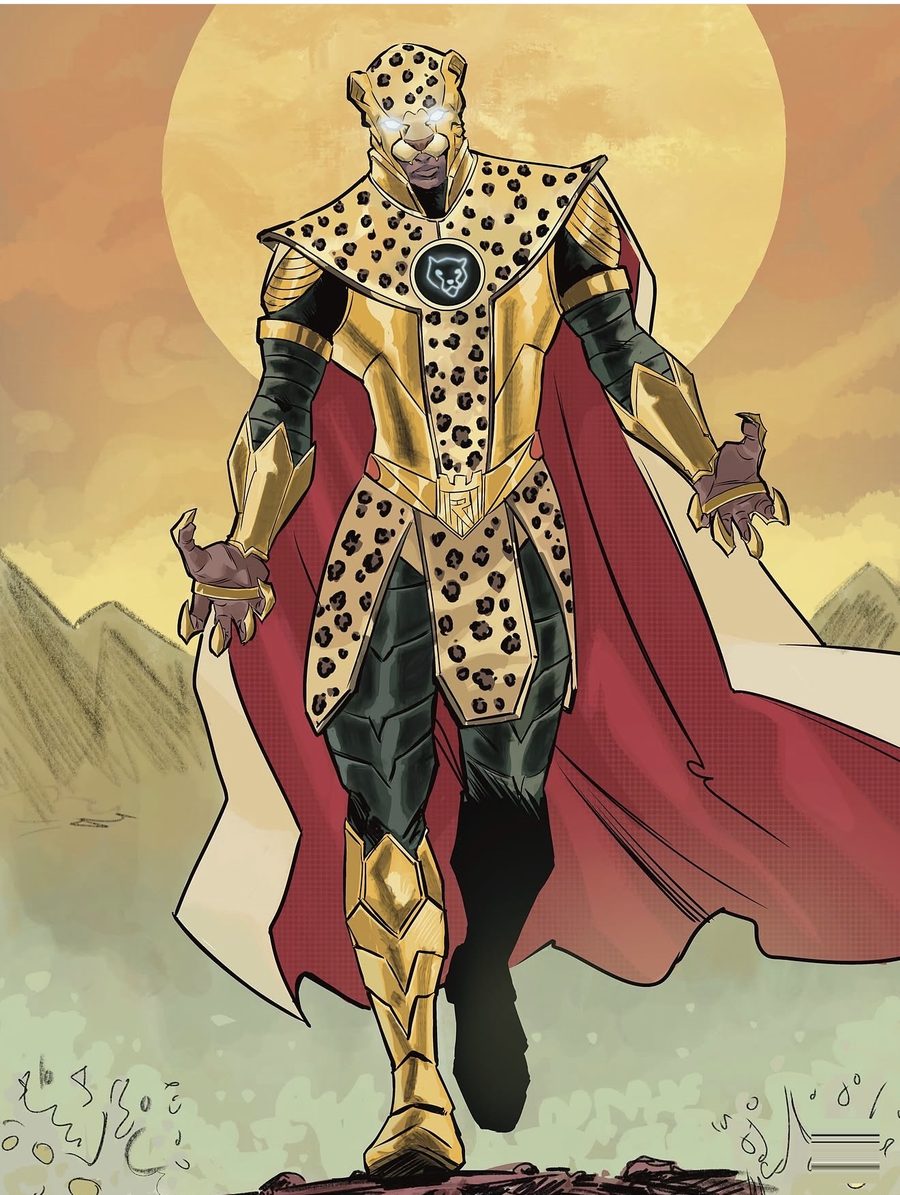 Mubutu in his golden leopard armor, the living legend