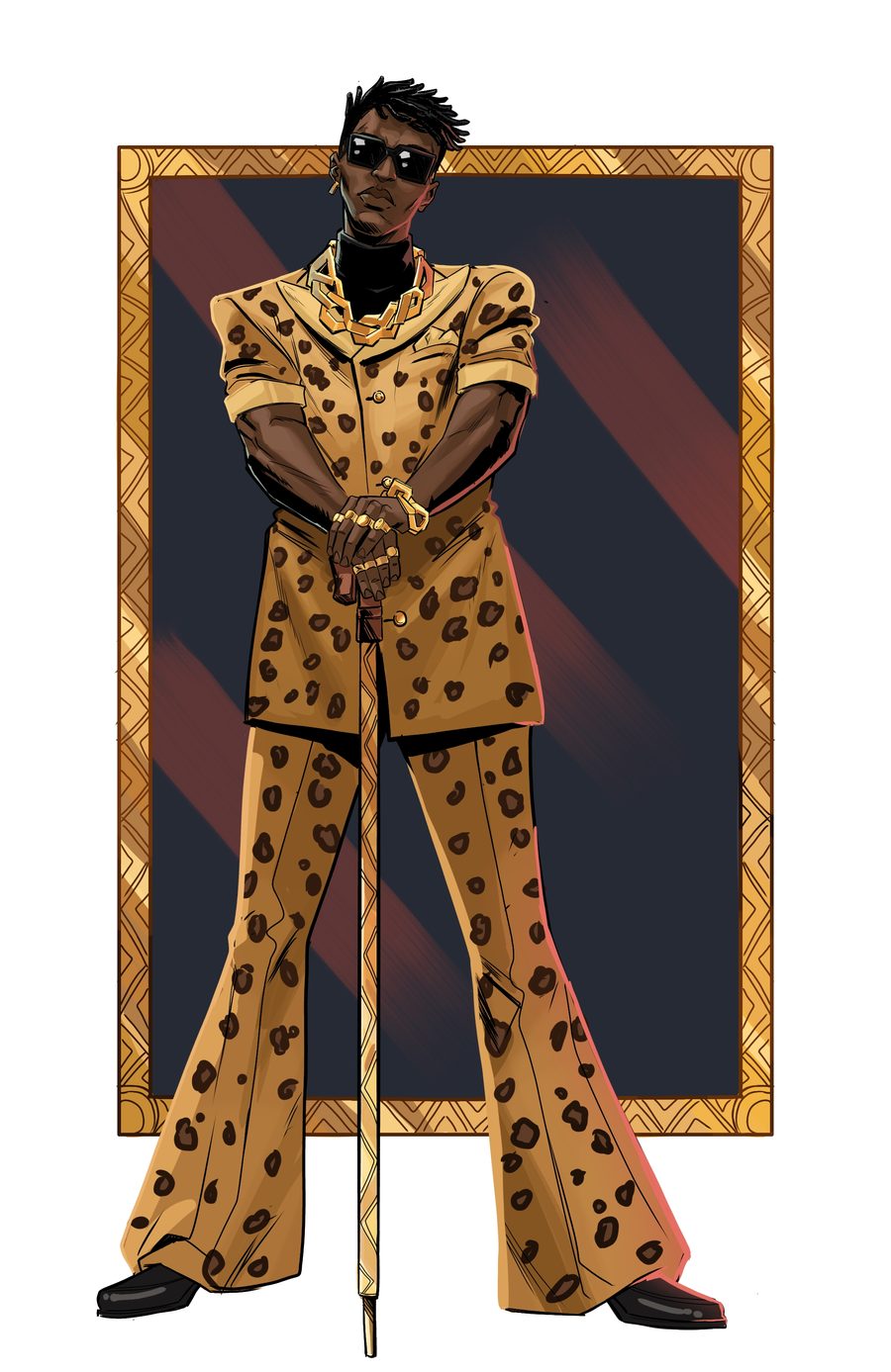 Zaïko, the Leopard Phantom King of the Streets, in a gold leopard suit
